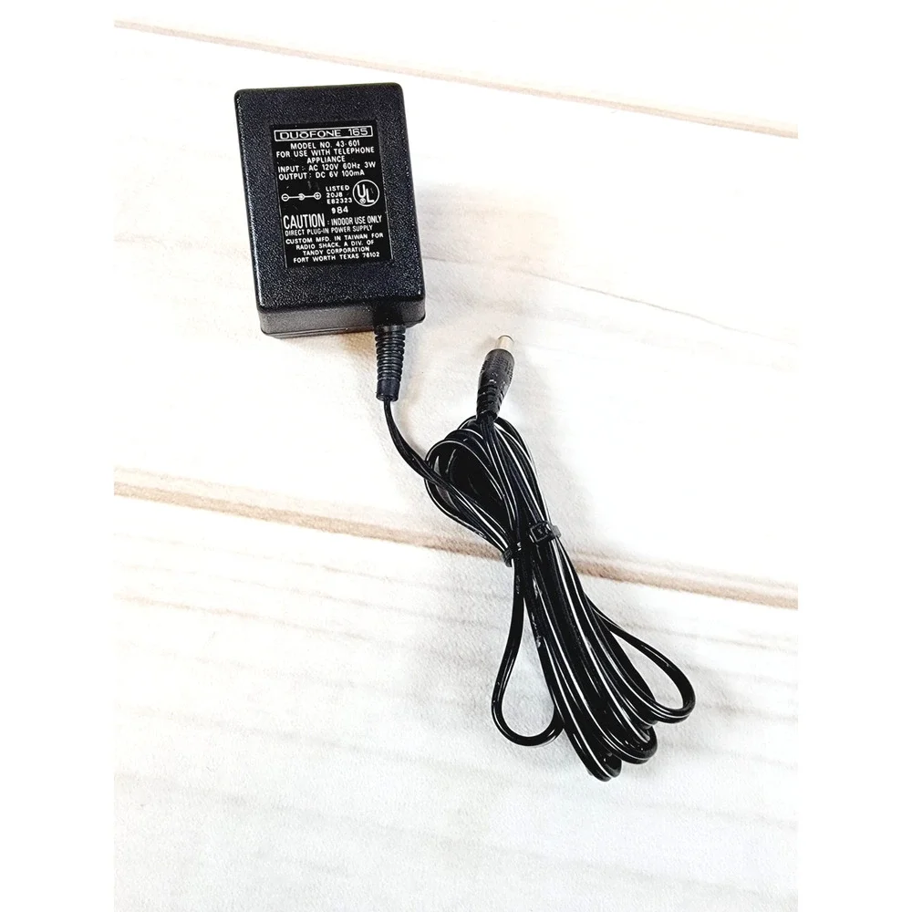 DUoFONE 165 Model 43-601 AC Adapter 6V 100mA Power Supply OEM